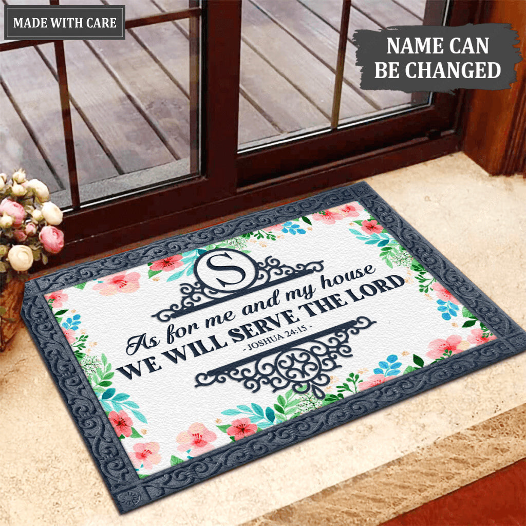 Luvingrace L02 Vintage Monogram Collection As For My House Personalized Doormat
