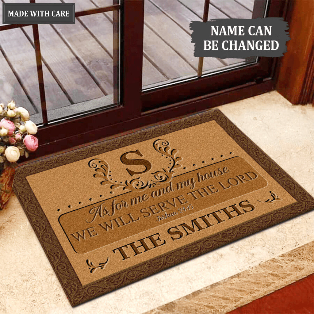 Printfamily L05 Luxury Monogram Collection As For My House Personalized Doormat