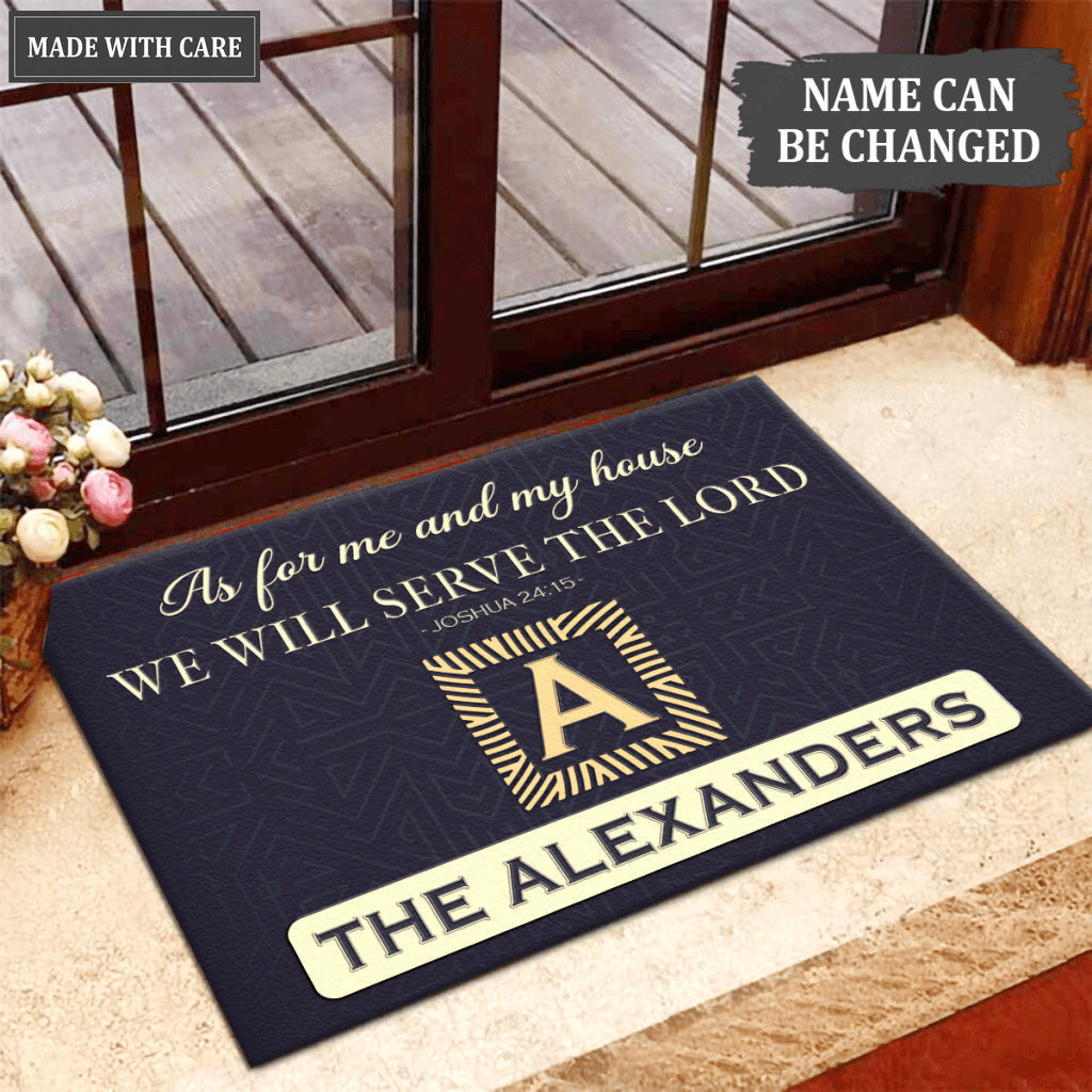 Luvingrace L15 Vintage Monogram Collection As For My House Personalized Doormat