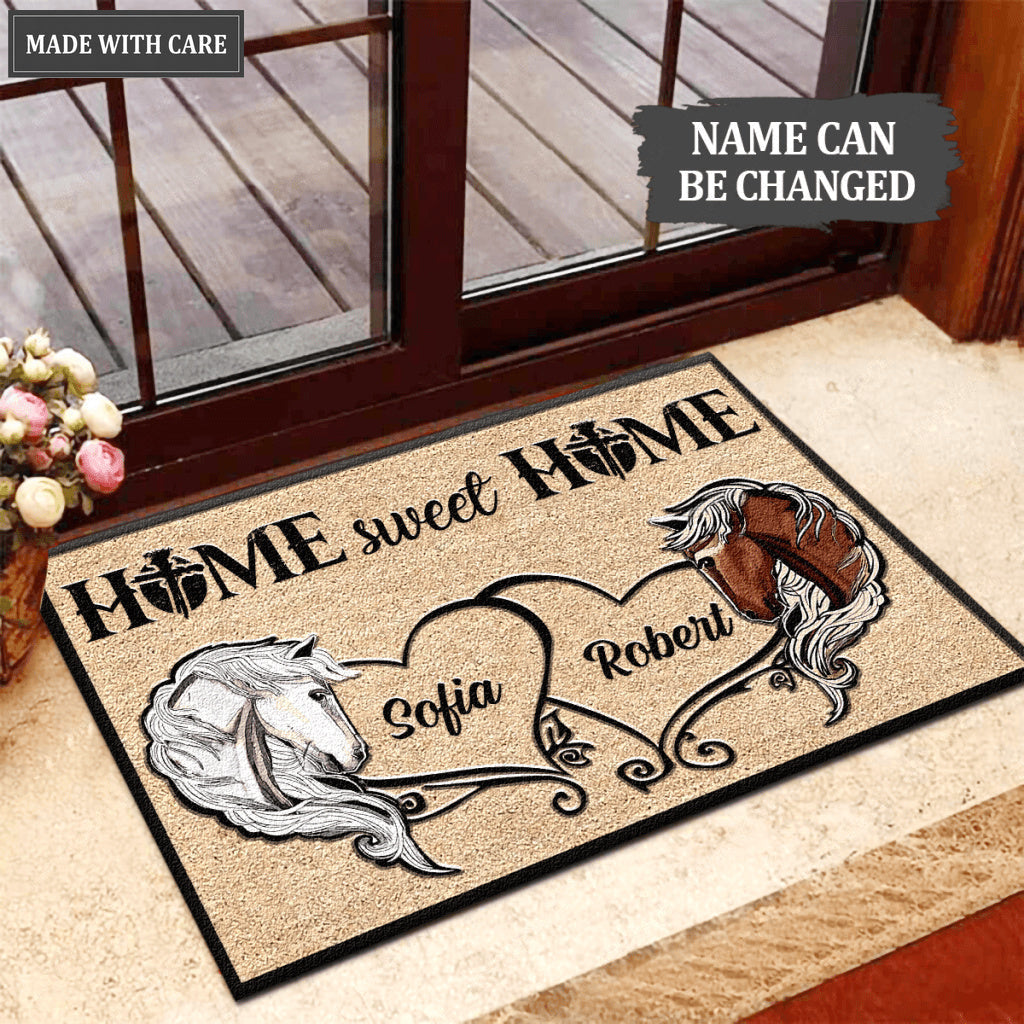 Horse Couple Home Sweet Home Personalized Doormat