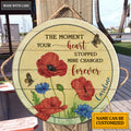 Personalized Red Flowers Mine Changed Wood Circle Sign