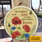 Personalized Red Flowers Mine Changed Wood Circle Sign