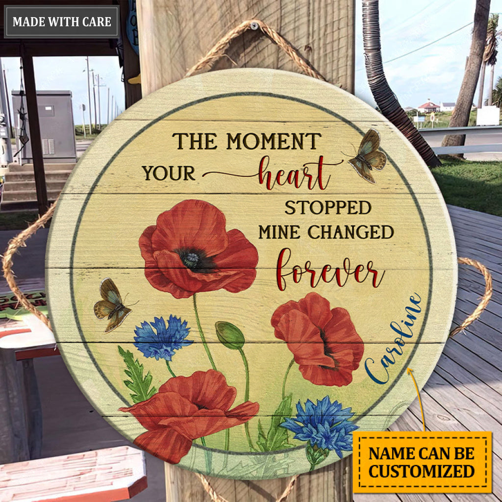 Personalized Red Flowers Mine Changed Wood Circle Sign