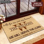 Vintage First Letter And Family Name As For Me And My House Personalized Doormat