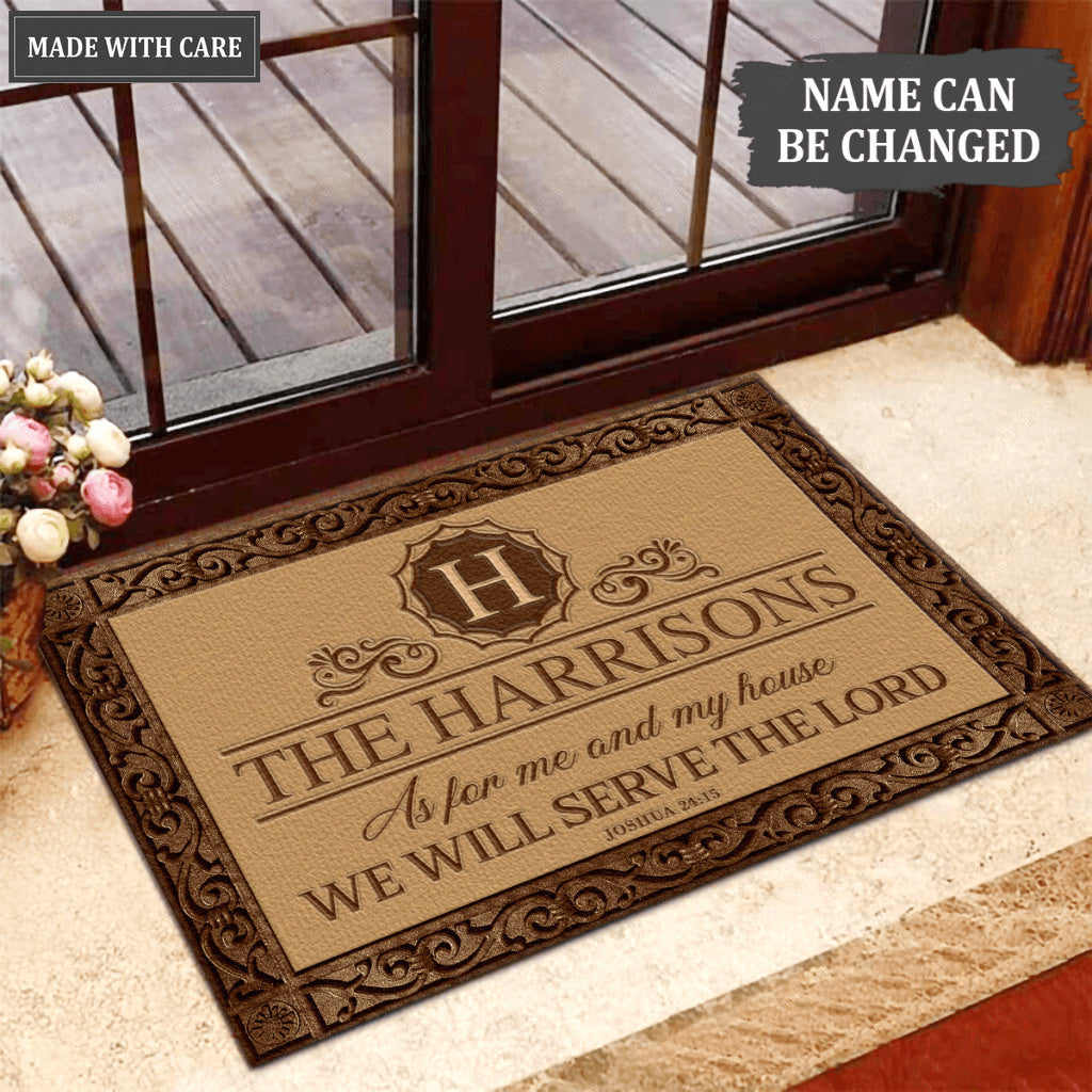 Printfamily L195 Vintage Monogram Collection As For My House Personalized Doormat