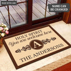 Luvingrace M99 Decorative Monogram Collection Holy Spirit Personalized Doormat