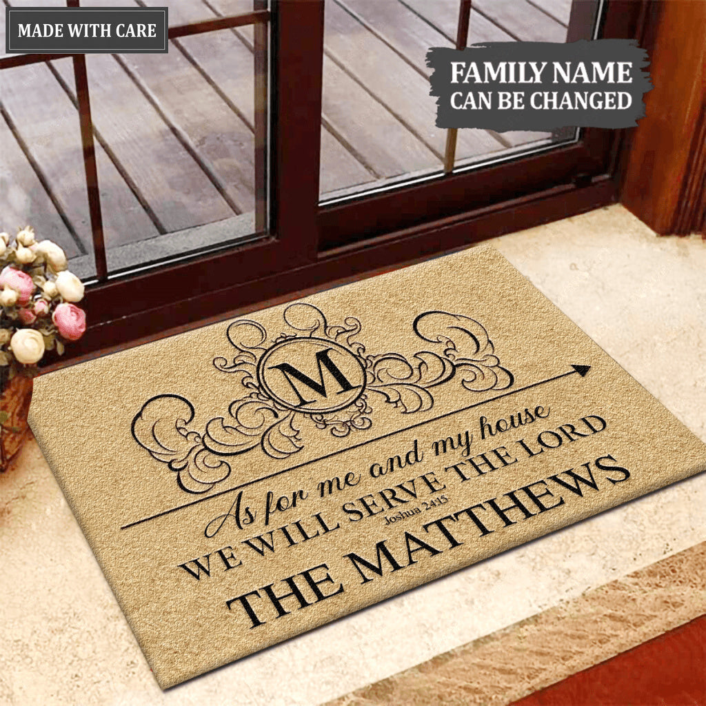 Monogrammed Letter Serve The Lord Personalized Doormat
