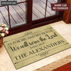 Vintage Light Green As For Me And My House Personalized Doormat