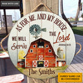 Personalized Farmer Family Serve The Lord Wood Circle Sign