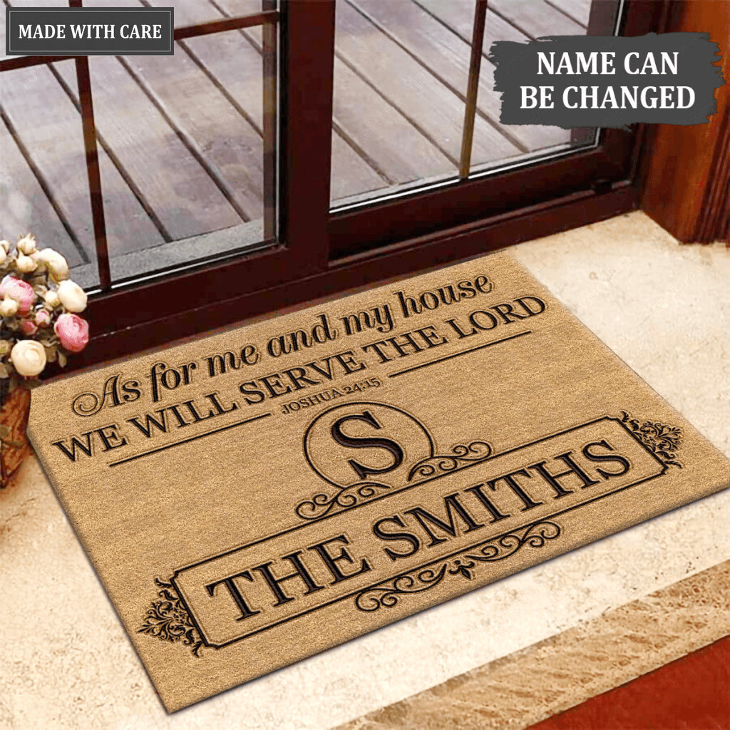 Printfamily L203 Vintage Monogram Collection As For My House Personalized Doormat