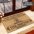 Printfamily L203 Vintage Monogram Collection As For My House Personalized Doormat