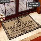 Printfamily L213 Elegant Vintage Monogram Collection As For My House Personalized Doormat