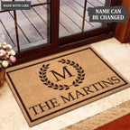 Vintage Monogram Wreath Family Name Personalized Doormat