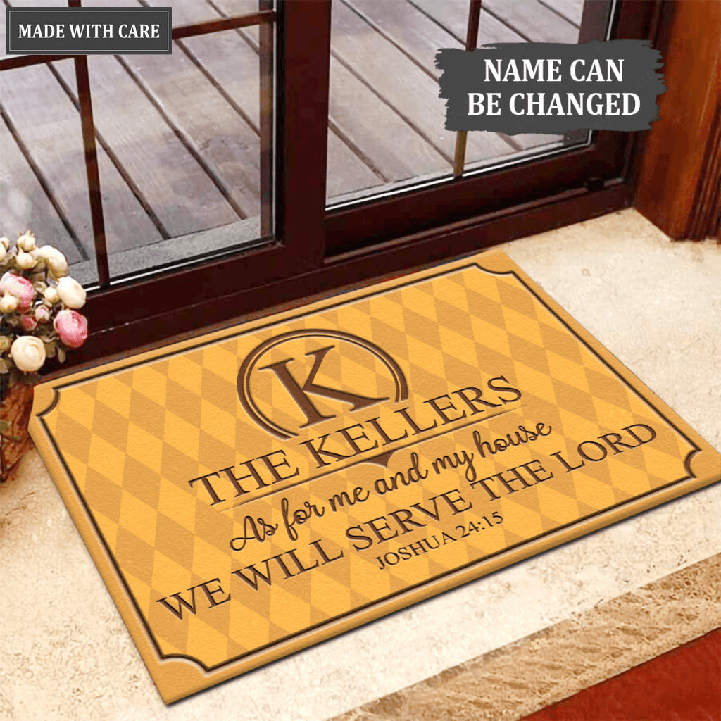 Diamond Background As For My House Personalized Family Doormat