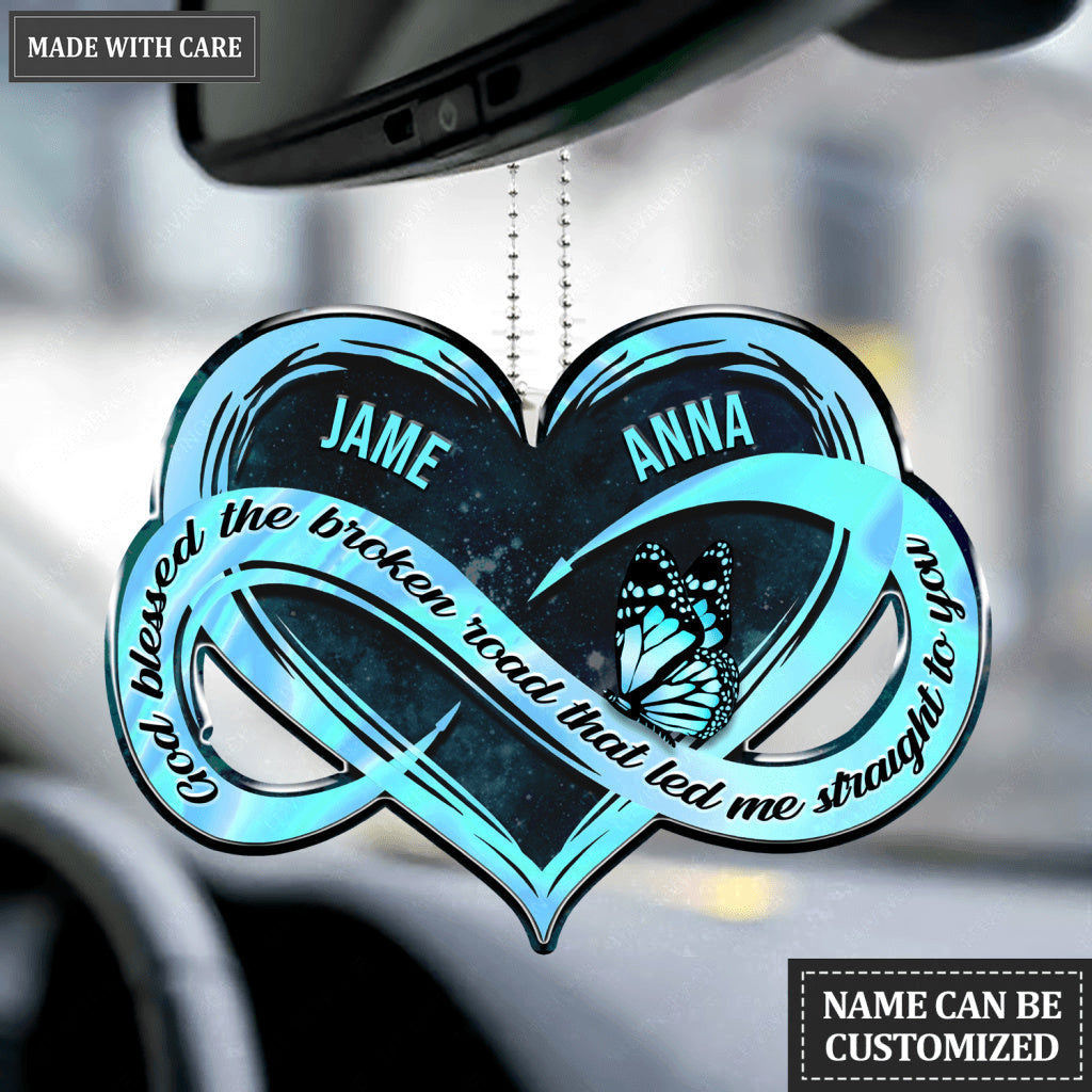 Teal Infinity Heart God Blessed Personalized Ornament