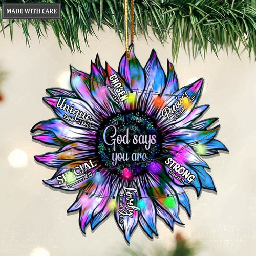 Christmas Light Sunflower God Says You Are Ornament