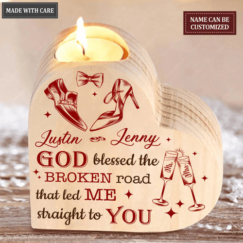 Bride And Groom Shoe Wedding Champain God Blessed Personalized Candle Holder