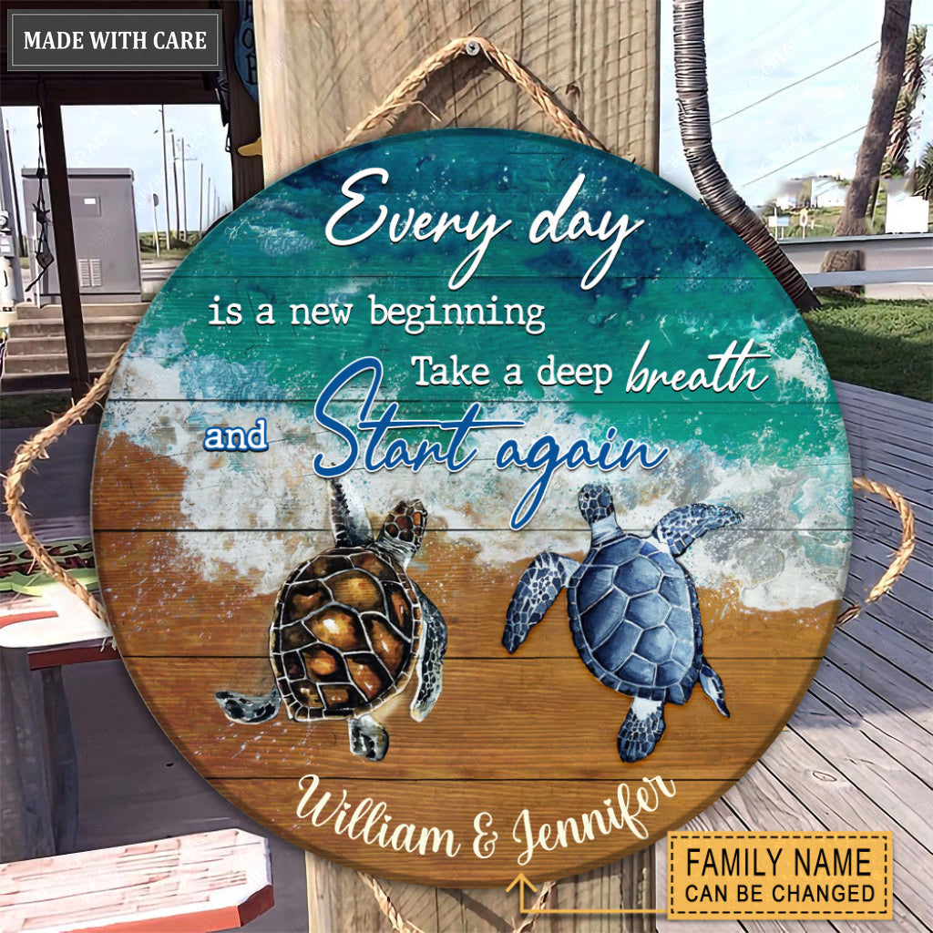Personalized Every day Is A New Beginning Wood Circle Sign