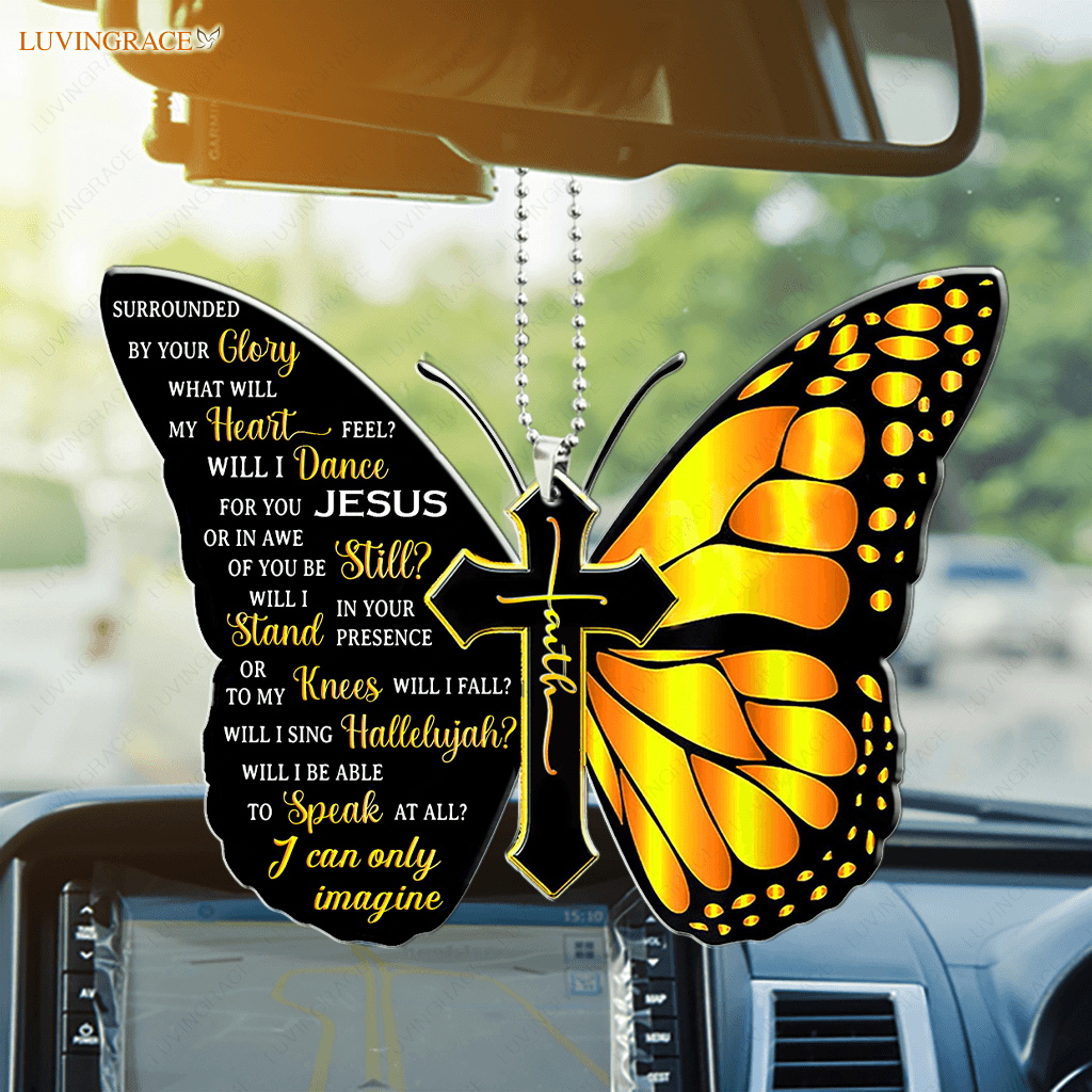 Yellow Butterfly Surrounded By The Glory Car Hanging Ornament
