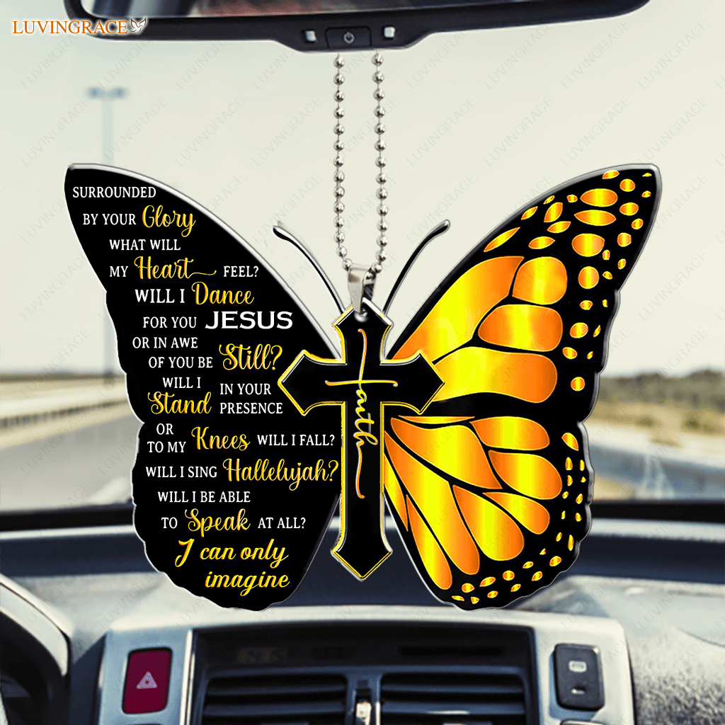 Yellow Butterfly Surrounded By The Glory Car Hanging Ornament