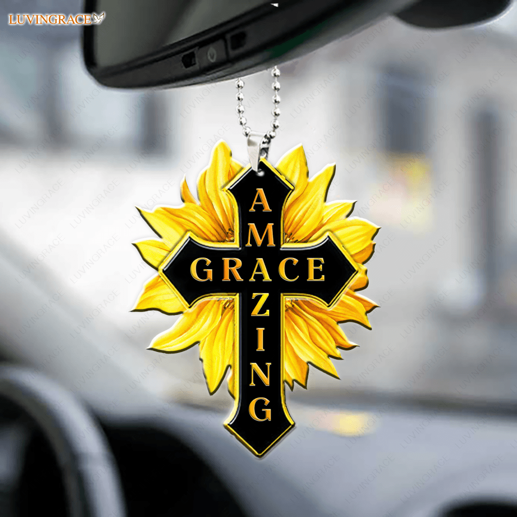 Yellow Sunflower Grace Cross Ornament