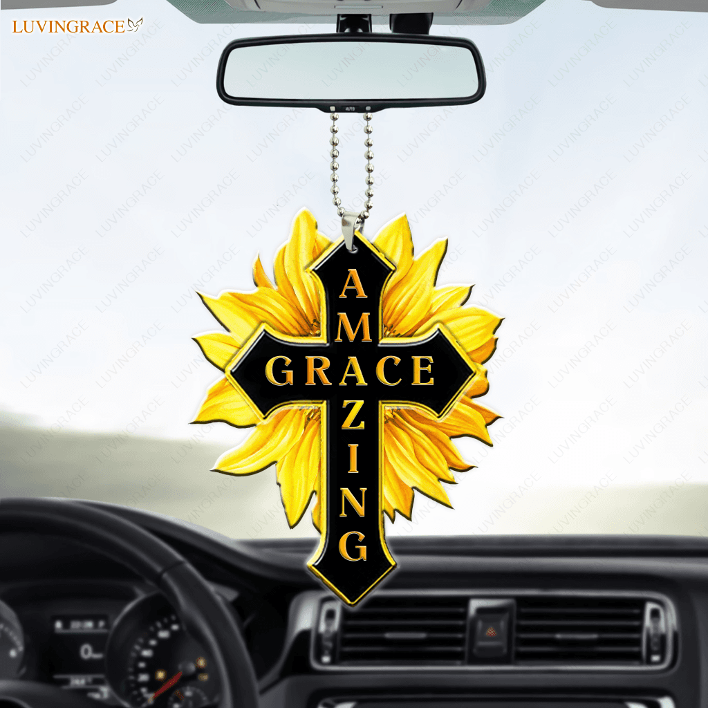 Yellow Sunflower Grace Cross Ornament