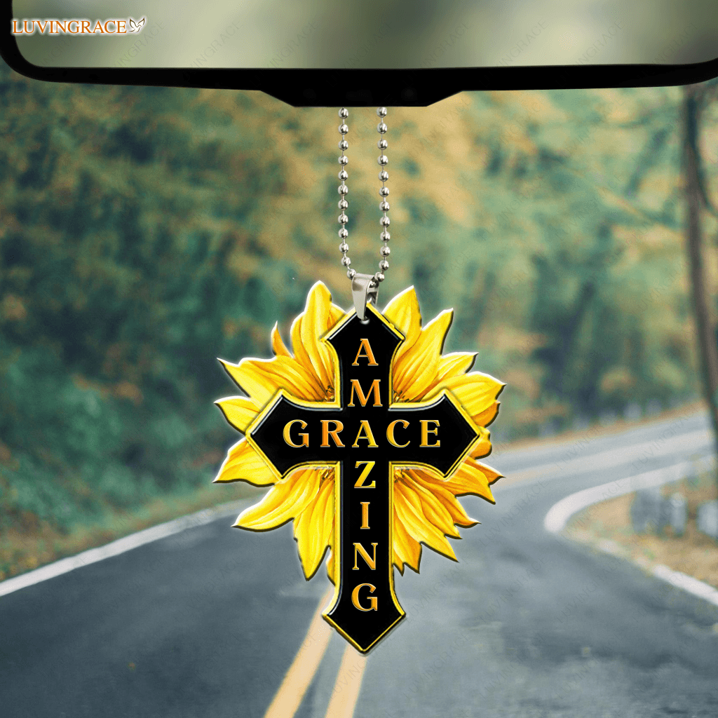 Yellow Sunflower Grace Cross Ornament
