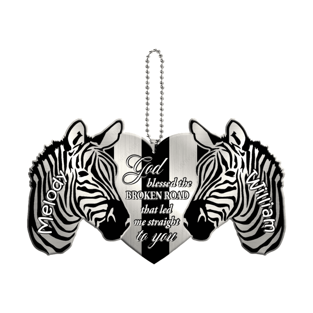 Zebra Couple God Blessed Personalized Ornament