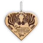 Zebra Couple God Blessed Personalized Wood Engraved Ornaments