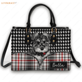 Zipper Plaid Mix Pet Digital Painting Portrait - Personalized Custom Leather Bag Handbags